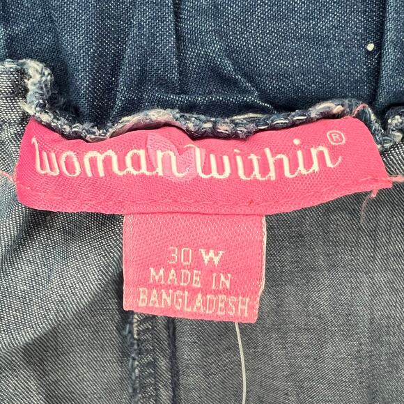 Woman Within Pants Womens 30W Blue Cargo Drawstring Elastic Waist Pockets Cotton - Picture 9 of 13